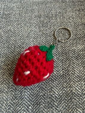 Strawberry Crochet Bag Charm Keychain